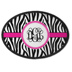 Zebra Print Iron On Oval Patch w/ Monogram