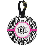 Zebra Print Plastic Luggage Tag - Round (Personalized)