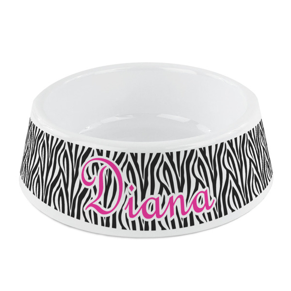 Custom Zebra Print Plastic Dog Bowl - Small (Personalized)