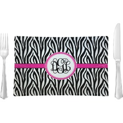 Zebra Print Rectangular Glass Lunch / Dinner Plate - Single or Set (Personalized)