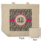 Zebra Print Reusable Cotton Grocery Bag - Front & Back View