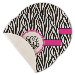 Zebra Print Round Linen Placemat - Single Sided - Set of 4 (Personalized)