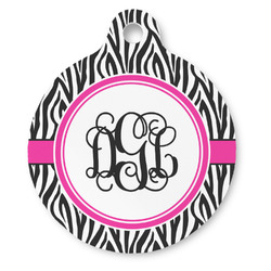 Zebra Print Round Pet ID Tag (Personalized)