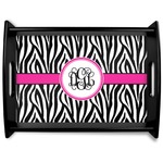 Zebra Print Black Wooden Tray - Large (Personalized)