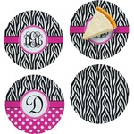 Zebra Print Set of 4 Glass Appetizer / Dessert Plate 8" (Personalized)