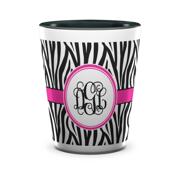 Custom Zebra Print Ceramic Shot Glass - 1.5 oz - Two Tone - Single (Personalized)