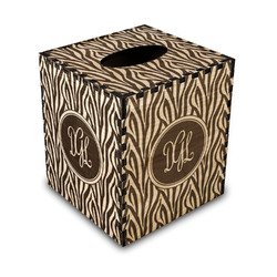 Zebra Print Wood Tissue Box Cover - Square (Personalized)