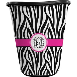 Zebra Print Waste Basket - Double Sided (Black) (Personalized)