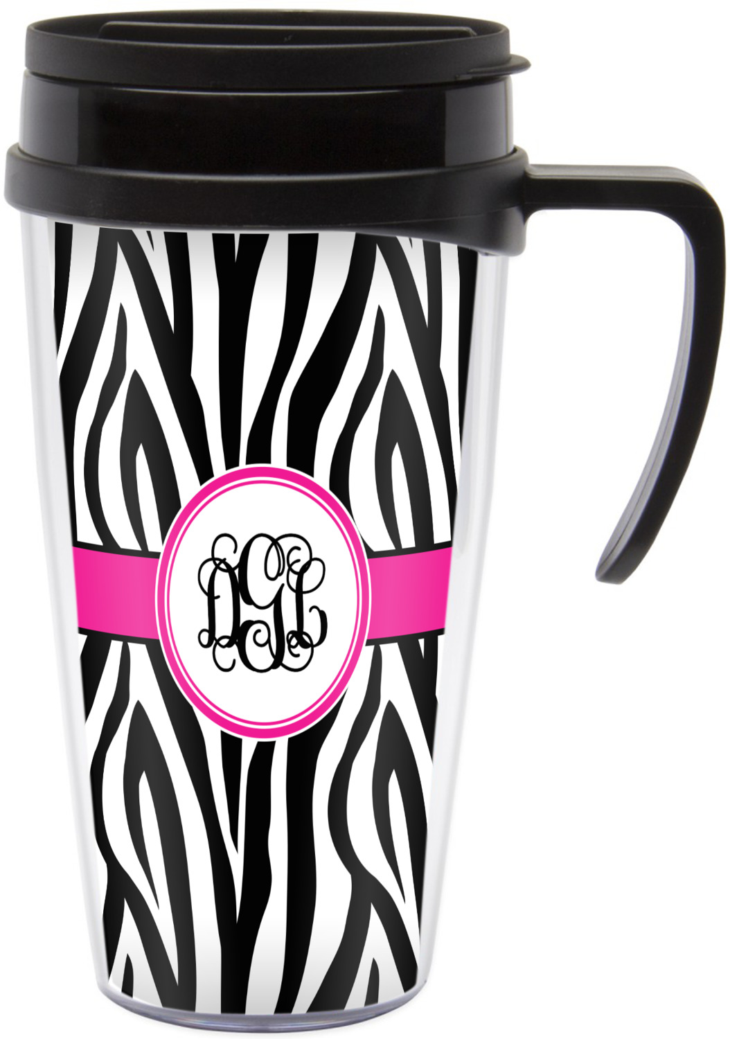 Zebra Print Acrylic Travel Mug With Handle Personalized Youcustomizeit