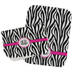 Zebra Print Burp Cloths - Fleece - Set of 2 w/ Monogram