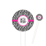 Zebra Print 4" Round Plastic Food Picks - White - Single Sided (Personalized)