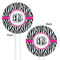 Zebra Print White Plastic 5.5" Stir Stick - Double Sided - Round - Front & Back