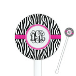 Zebra Print 5.5" Round Plastic Stir Sticks - White - Single Sided (Personalized)