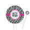 Zebra Print White Plastic 5.5" Stir Stick - Round - Closeup