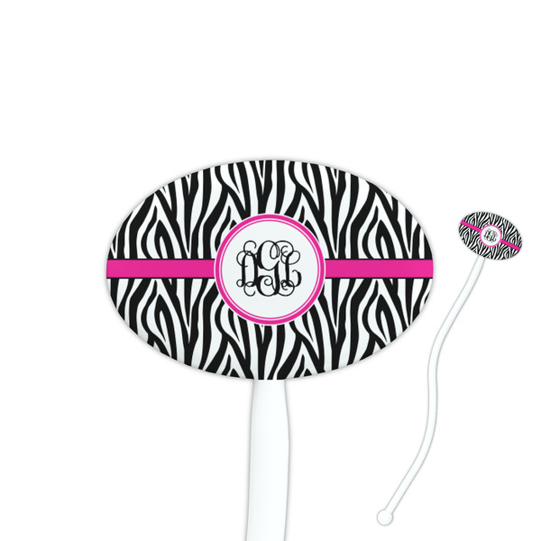 Custom Zebra Print 7" Oval Plastic Stir Sticks - White - Single Sided (Personalized)