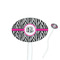 Zebra Print White Plastic 7" Stir Stick - Oval - Closeup