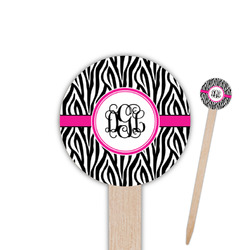 Zebra Print 6" Round Wooden Food Picks - Double Sided (Personalized)