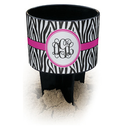 Zebra Print Black Beach Spiker Drink Holder (Personalized)