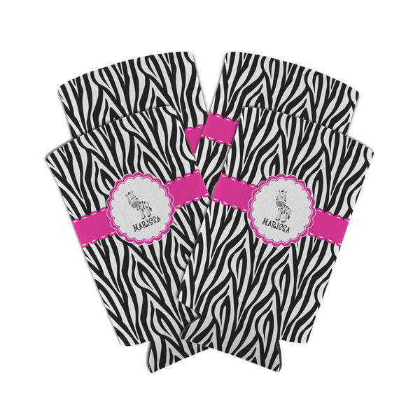 Custom Zebra Can Cooler (tall 12 oz) - Set of 4 (Personalized)