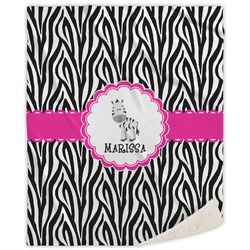 Zebra Sherpa Throw Blanket - 60"x80" (Personalized)