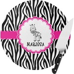 Zebra Round Glass Cutting Board - Small (Personalized)