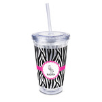 Zebra 16oz Double Wall Acrylic Tumbler with Lid & Straw - Full Print (Personalized)