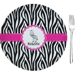 Zebra Glass Appetizer / Dessert Plate 8" (Personalized)