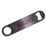 Zebra Bar Bottle Opener - Silver w/ Name or Text