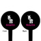 Zebra Black Plastic 4" Food Pick - Round - Double Sided - Front & Back