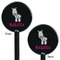 Zebra Black Plastic 5.5" Stir Stick - Double Sided - Round - Front & Back