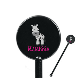 Zebra 5.5" Round Plastic Stir Sticks - Black - Single Sided (Personalized)