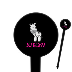 Zebra 6" Round Plastic Food Picks - Black - Double Sided (Personalized)