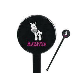 Zebra 7" Round Plastic Stir Sticks - Black - Single Sided (Personalized)