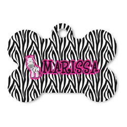 Zebra Bone Shaped Dog ID Tag - Large (Personalized)