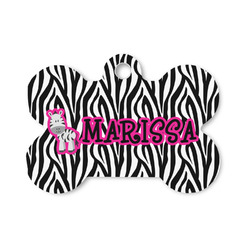 Zebra Bone Shaped Dog ID Tag - Small (Personalized)