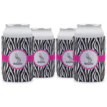 Zebra Can Cooler (12 oz) - Set of 4 w/ Name or Text