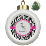 Zebra Ceramic Ball Ornament - Christmas Tree (Personalized)