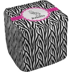 Zebra Cube Pouf Ottoman - 13" (Personalized)