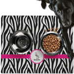 Zebra Dog Food Mat - Large w/ Name or Text