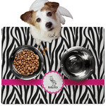 Zebra Dog Food Mat - Medium w/ Name or Text