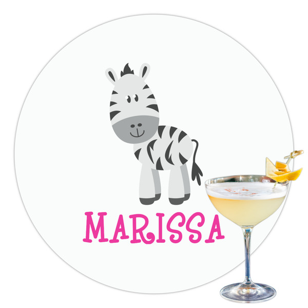 Custom Zebra Printed Drink Topper - 3.5" (Personalized)