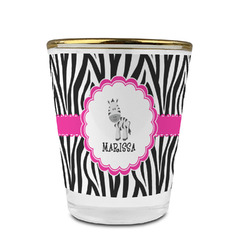 Zebra Glass Shot Glass - 1.5 oz - with Gold Rim - Single (Personalized)