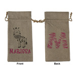 Zebra Large Burlap Gift Bag - Front & Back (Personalized)