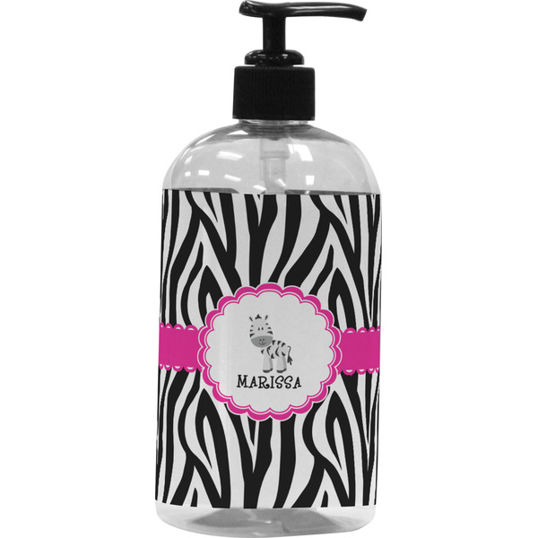 Custom Zebra Plastic Soap / Lotion Dispenser (16 oz - Large - Black) (Personalized)
