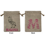 Zebra Medium Burlap Gift Bag - Front & Back (Personalized)