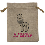 Zebra Medium Burlap Gift Bag - Front (Personalized)