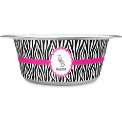 Zebra Stainless Steel Dog Bowl - Large (Personalized)