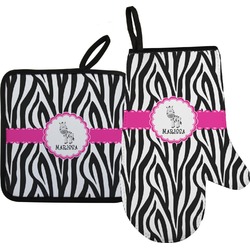 Zebra Oven Mitt & Pot Holder Set w/ Name or Text