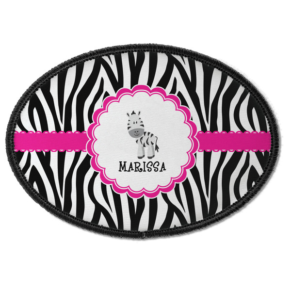 Custom Zebra Iron On Oval Patch w/ Name or Text