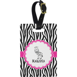 Zebra Plastic Luggage Tag - Rectangular w/ Name or Text